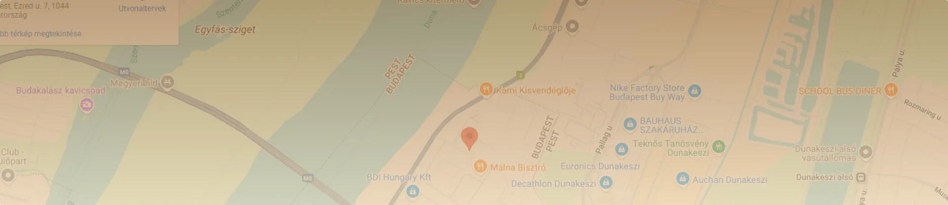 Térkép a Padomex Parketta telephelyeivel